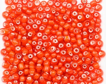Antique Venetian White Heart Beads 7/0 Red Orange 15g 11004008
