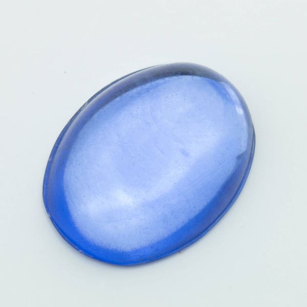 Vintage Lucite Cabochon Clear Blue Oval Domed Silver Foiled Back 18x13mm 8pcs 20103018