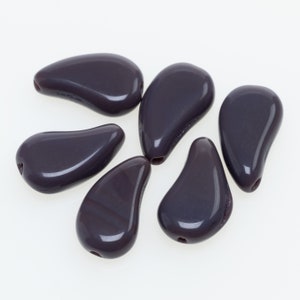 Vintage German Glass Beads Purple Flat Curved Teardrop 22x9mm 6pcs 10243023