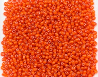 Vintage French White Heart Beads 11/0 Orange 15g 11008002