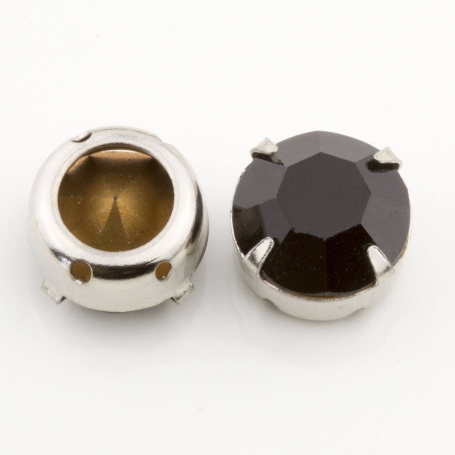 Vintage Swarovski Jet 47ss (11mm) Rhinestones Chantons W/ Prong