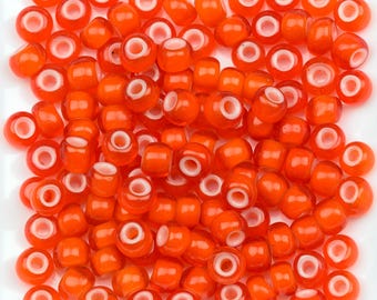 Vintage French White Heart Beads 4/0 Orange Red 15g 11001001