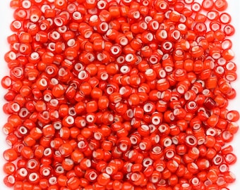 Antique Venetian White Heart Beads 9/0 Burnt Orange 15g 11006006