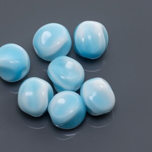 Vintage German Glass Beads Blue/White Twisted Round 8mm 10pcs 10242038