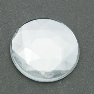 Vintage Lucite Cabochon Clear Round Faceted Cut Silver Foiled Back 13mm 12pcs 20105001