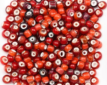 Antique Venetian White Heart Beads 7/0 Red Mix 15g 11004007