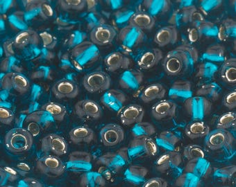 Toho Seed Beads 6/0 Blue Zircon Silver Lined 27BD 15g