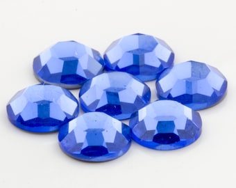 Vintage ss30 Swarovski SAPPHIRE 24pcs Art. 2000; 8 Faceted Flatback Crystal Rhinestones Foil Back No-Hotfix (6.40mm) 30009012