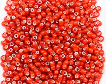 Antique Venetian White Heart Beads 9/0 Orange 15g 11006007