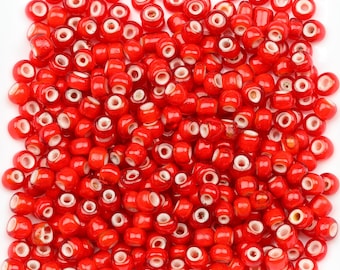 Antique Venetian White Heart Beads 7/0 Cherry 15g 11004002