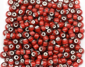 Antique Venetian White Heart Beads 7/0 Dark Rose 15g 11004006
