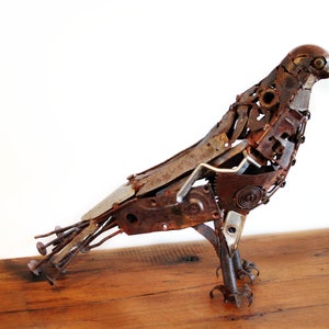 Metal Hawk Sculpture: Rustic Garden Art, Outdoor Statue, Recycled Metal