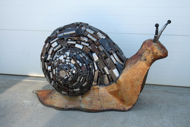 Metal Snail Shell Recycled Metal Snail Sculpture: Garden Art, Outdoor Decor - Etsy