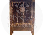 Less 50 OFF 18th Century Theatrical Asian Antique Chinese Qing dynasty chinoiserie black lacquered painted Cabinet