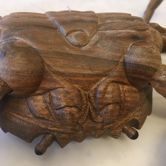 Vintage Chinese Hand Carved Wood Crab Moves ~ Accent for Your