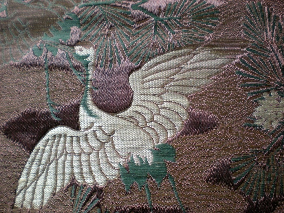 Japanese traditional antique silk Maru Obi for Ki… - image 8