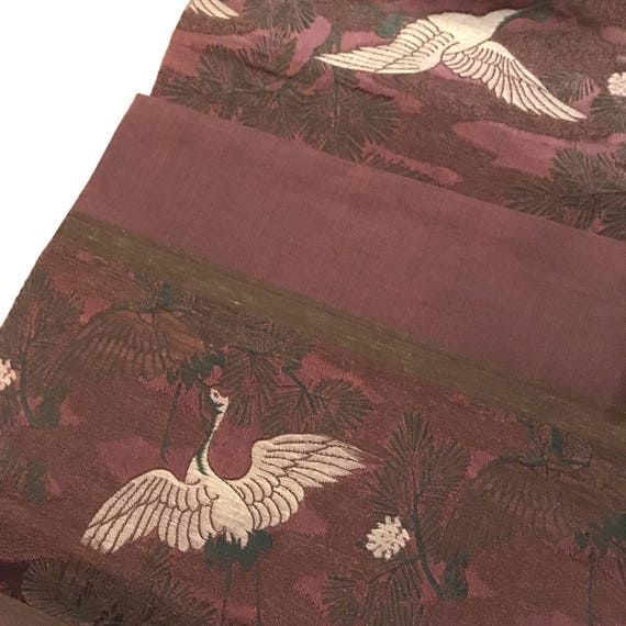 Japanese traditional antique silk Maru Obi for Ki… - image 4