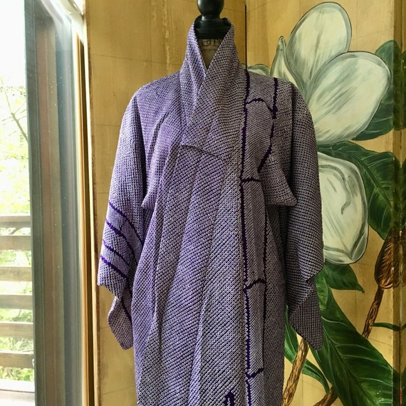 Vintage 1940's ~ 1950’s Japanese, purple shibori … - image 9