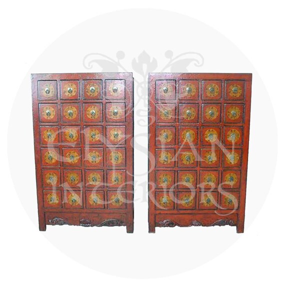 19th Century Rare Apothecary Chinese Antique Qing Dynasty Red 19th Century Rare Apothecary Chinese, Chinese Apothecary Cabinet