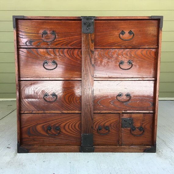 Meiji Period Late 19th Century Dark Wood Japanese Tansu Geisha Etsy