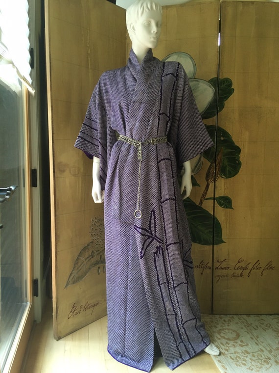 Vintage 1940's ~ 1950’s Japanese, purple shibori … - image 3