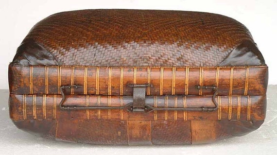 小物 traditionalwhetherwearFOLDINGBAMBOOMINI Antique Chinese Asian Bamboo and Rattan Traveling Suitcase Circa