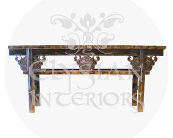 19th Century Chinese Antique Black altar table from Qing Dynasty ~ Asian Interior living room T.V. / sofa table Circa 1880