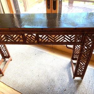 19th Century Chinese Antique Bamboo altar table from Qing Dynasty ~ Asian Interior living room T.V. / sofa table Circa 1880