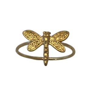 DRAGONFLY Handmade Brass Gold Ring