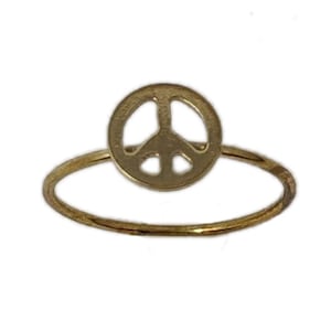 PEACE SIGN Handmade Brass Gold Ring