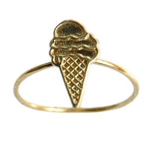 ICE CREAM CONE Handmade Brass Gold Ring