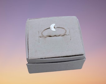 SILVER CRESCENT MOON Handmade Sterling Silver Ring