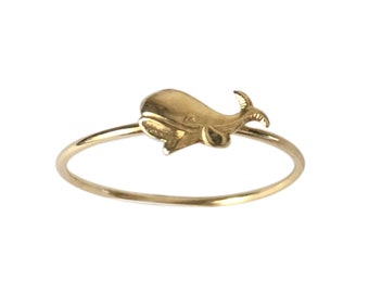 TINY WHALE Handmade Brass Gold Ring
