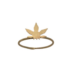 WEED POT CANNABIS Handmade Brass Gold Ring