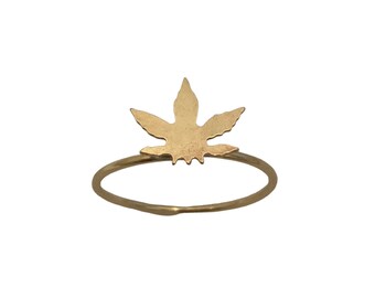WEED POT CANNABIS Handmade Brass Gold Ring