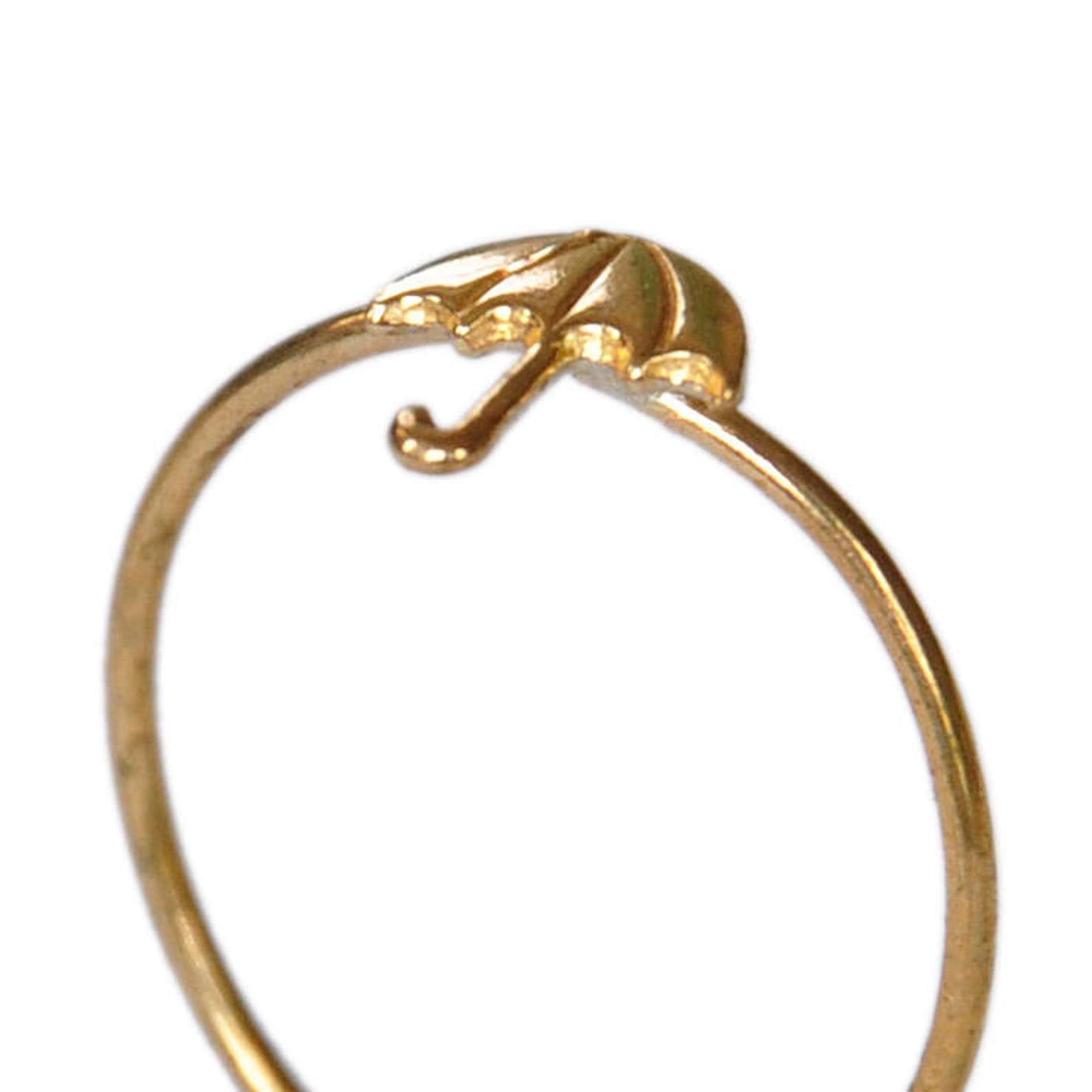 UMBRELLA Handmade Brass Gold Ring Etsy