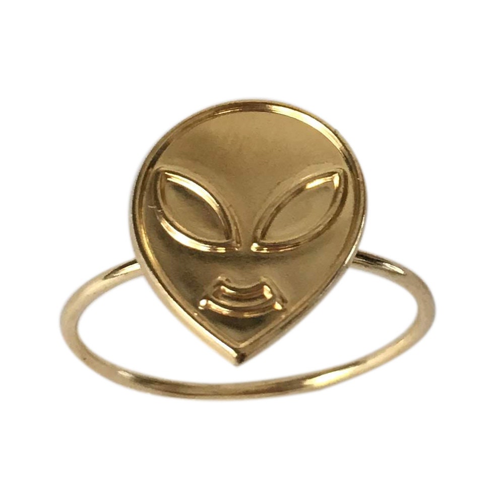 ALIEN BUDDY Handmade Brass Gold Ring - Etsy