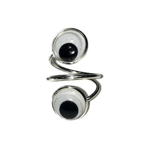 GOOGLY EYE Double Swirl Ring in Silver or Black