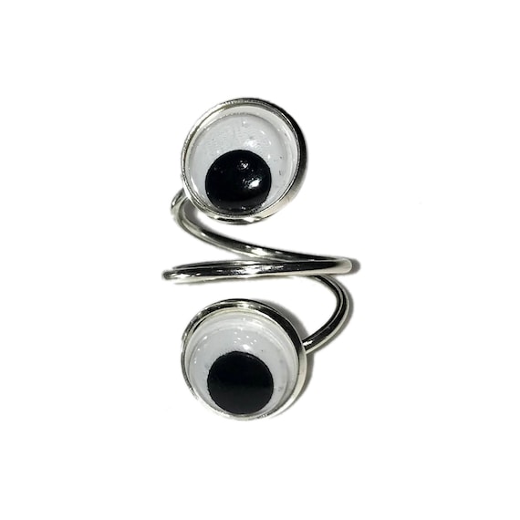 GOOGLY EYE Double Swirl Ringin Silver or Black Etsy