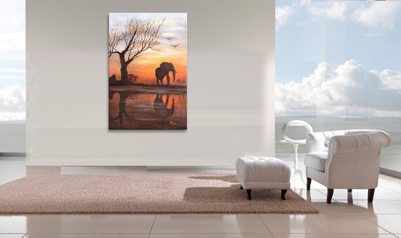 africa serengeti sunset elephant