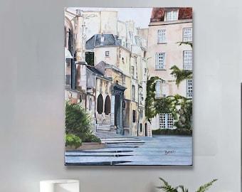 Custom Paris La Marais Wall Art, Paris Landscape, Paris Canvas Prints, Paris Lovers, Handmade Artwork, Paris Cityscape, Metal Prints, Giclée