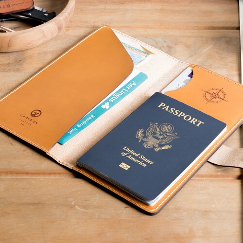 Personalized Travel Wallet Leather Organizer Light Blue Etsy