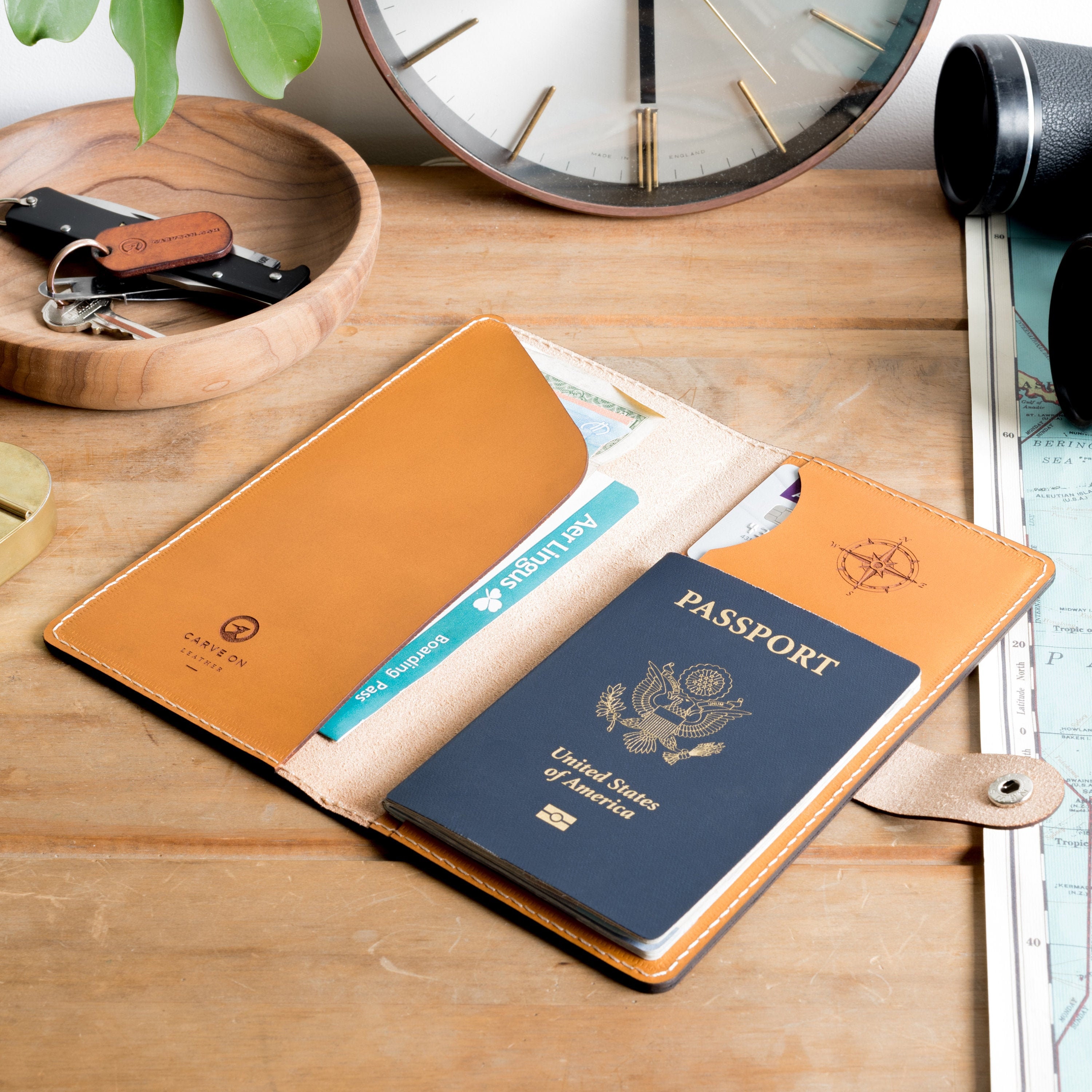 Tassen & portemonnees Bagage & Reizen Reisportefeuilles Cotton Fabric with Travel Scenes Passport Travel Wallet 
