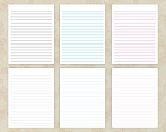 Veelkleurig gelinieerd papier: US Letter, A4, A5 (digitale download, pdf- en jpeg-bestanden)