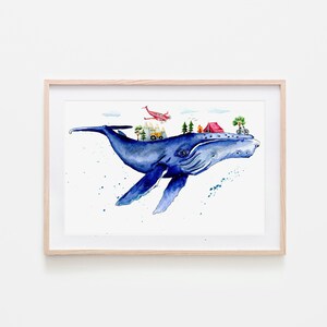 humpback whale, watercolour print, whale illustration, whale poster, watercolor whale, nursery art, kids room decor, watercolor illustration