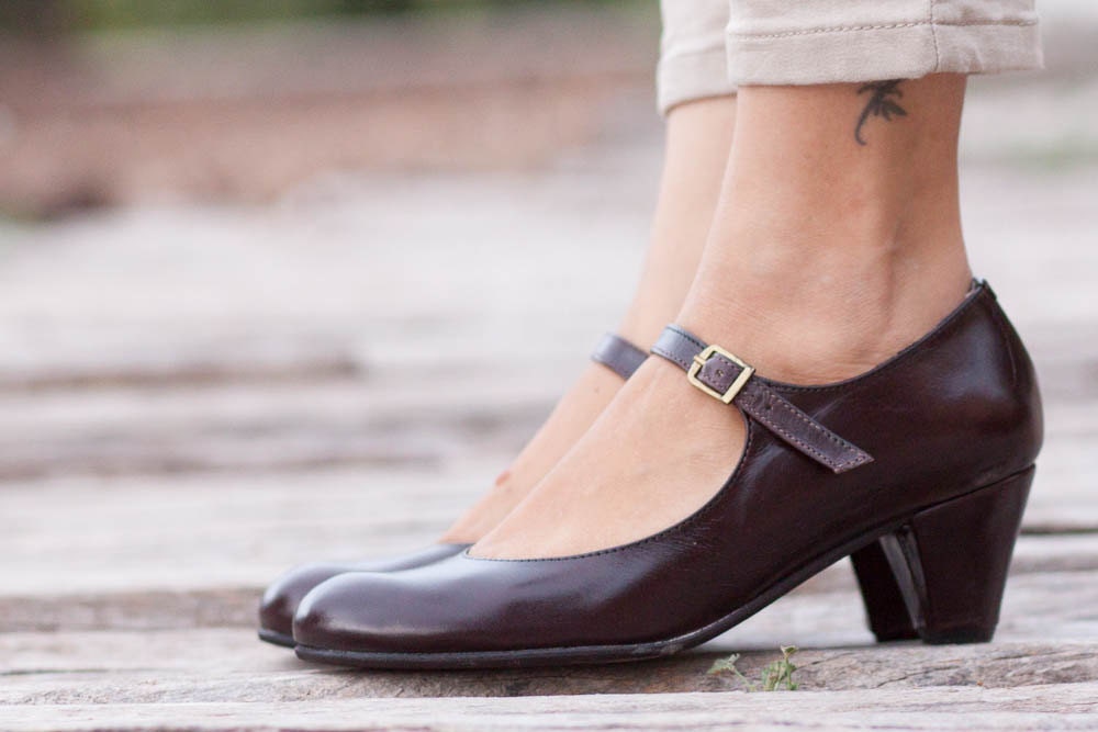 blue and brown pumps