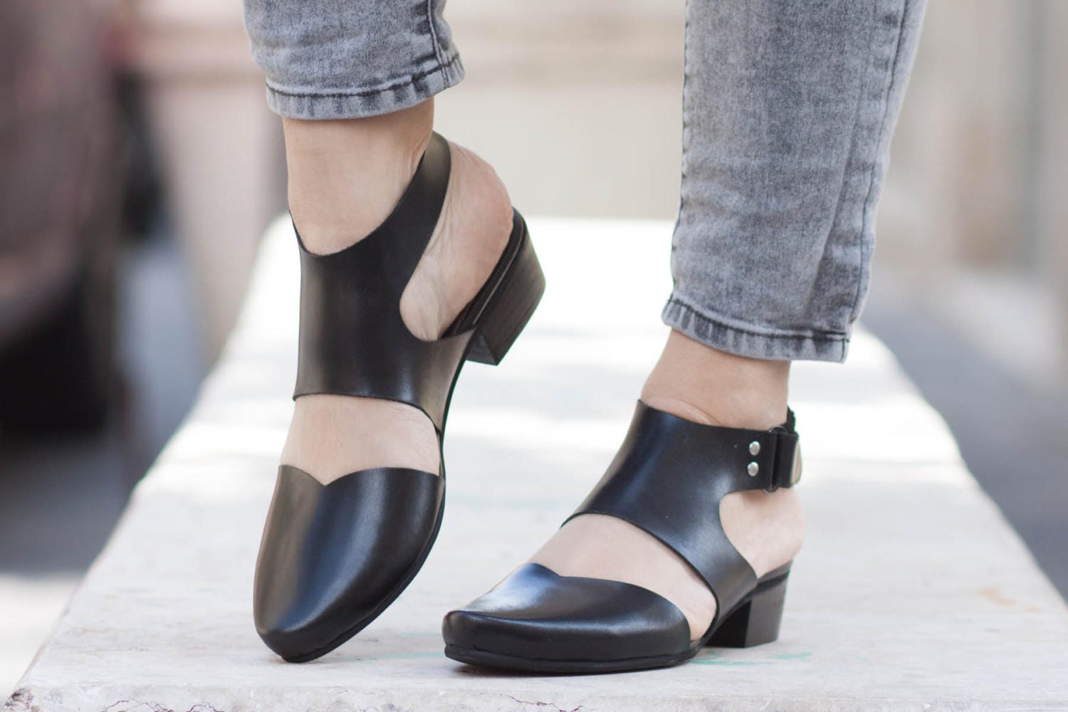 Women Leather Sandals Heeled Sandals Black Leather Sandals Etsy