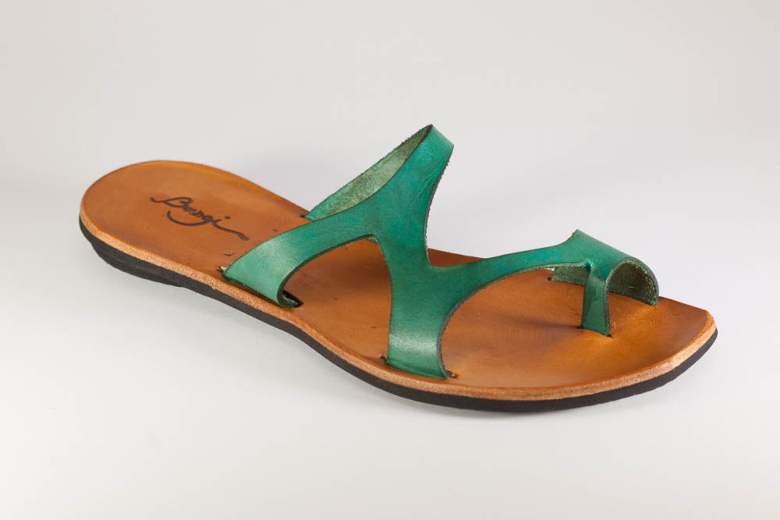 Green Leather Sandals Green Sandals Asymmetric Sandals | Etsy