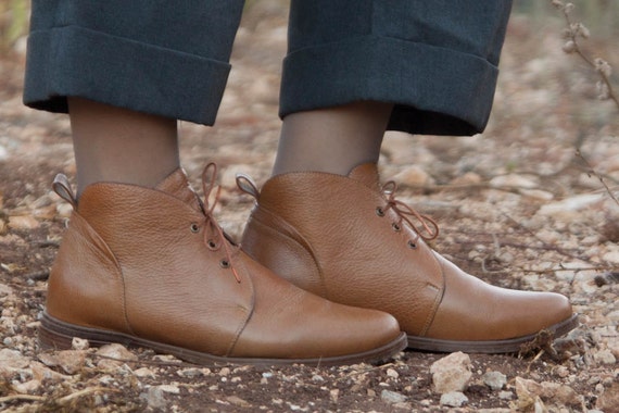 camel leather booties
