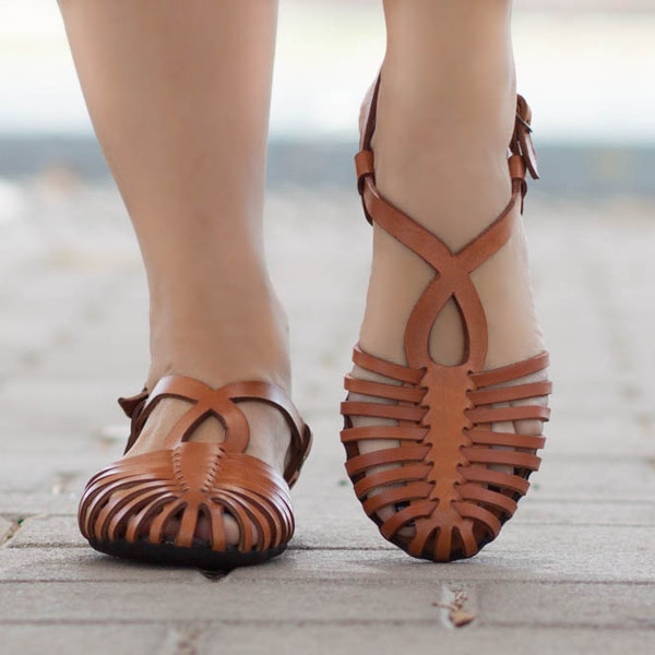 Woven Leather Sandals,Women's Sandals, Summer Shoes, Leather Flats, Leather Shoes, Flat Sandals , Handmade, Free Shipping